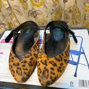 BRASH ballet flats. Sz 7.5 Leopard print. Lined for winter.